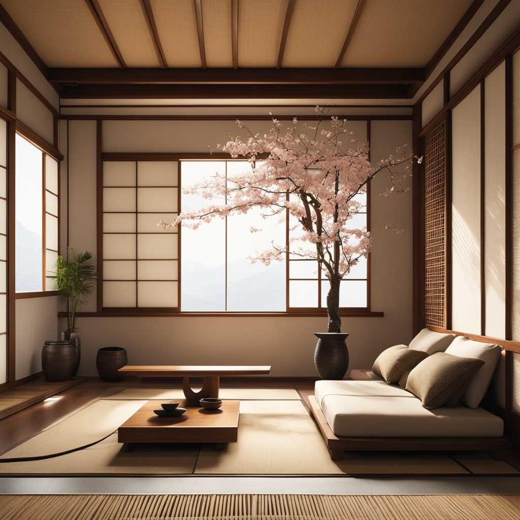 natural materials in Japanese living room design