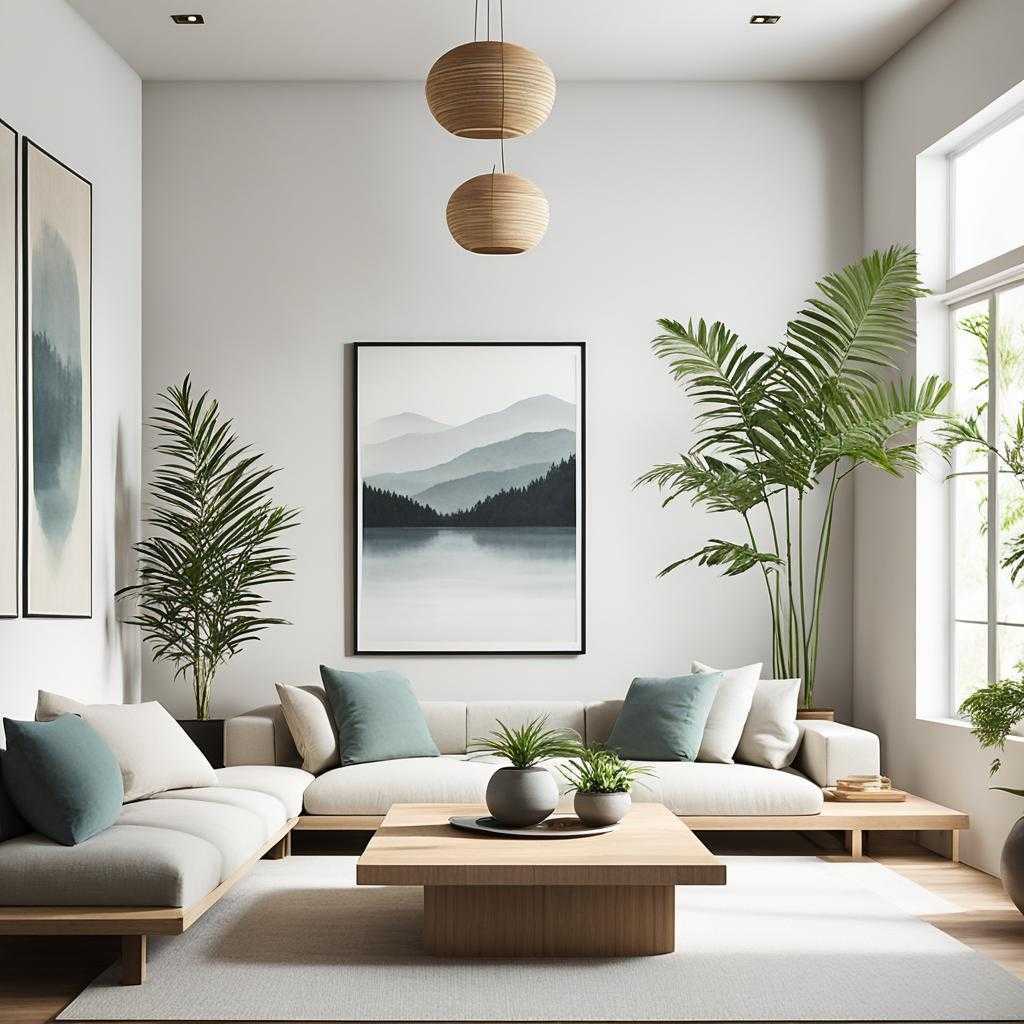 neutral color palette in a minimalist living room